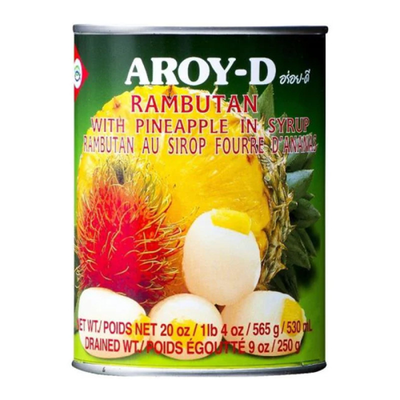 "AROY-D" Lambutan with Pineapple in Syrub (565 grams) - เงาะ