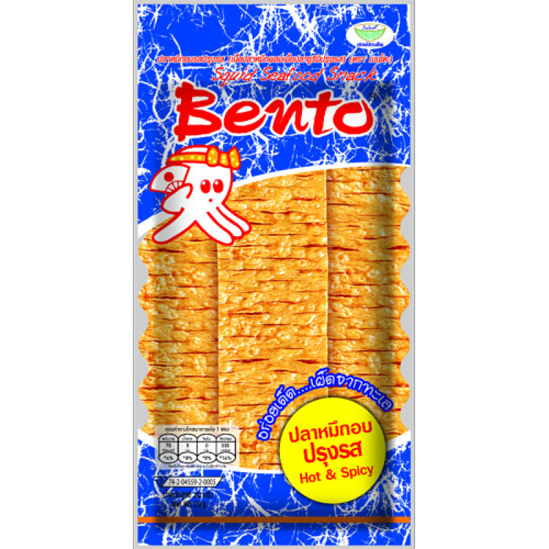 "BENTO" Squid Seafood Snack Hot and Spicy Flavor (Exptra 22 g.) - เบนโตะ