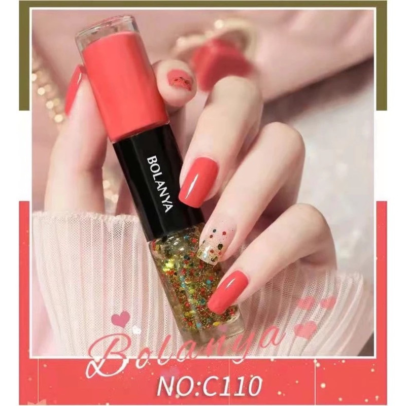 "Bolanya" BOLANYA Oily Nail Polish No-bake DIY Manicure 2 In 1 (8 mL) - สีทาเล็บ 