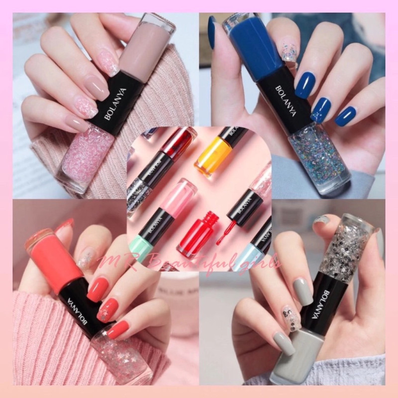 "Bolanya" BOLANYA Oily Nail Polish No-bake DIY Manicure 2 In 1 (8 mL) - สีทาเล็บ 