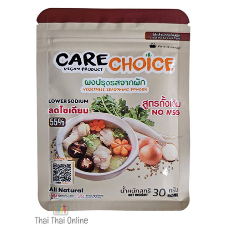 "CARE CHOICE" Vegetable Seasoning Powder 55% Lower Sodium (30 g.)  "แคร์ช้อย" ผงปรุงรสผัก ลดโซเดียม 60%