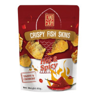 "CHAO SUA" Crispy Fish Skins Hot and Spicy Flavor (60 g.) - "เจ้าสัว" หนังปลากรอบ รสเผ็ด