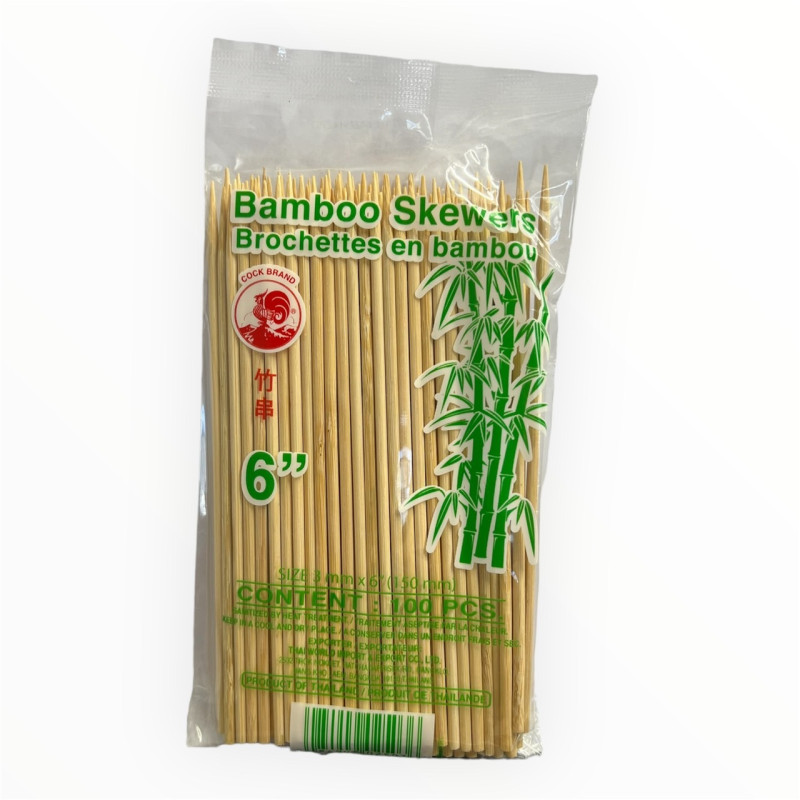 "ตราไก่" ไม้เสียบ ขนาด 6 นิ้ว (100 อัน) - Bamboo Skewers