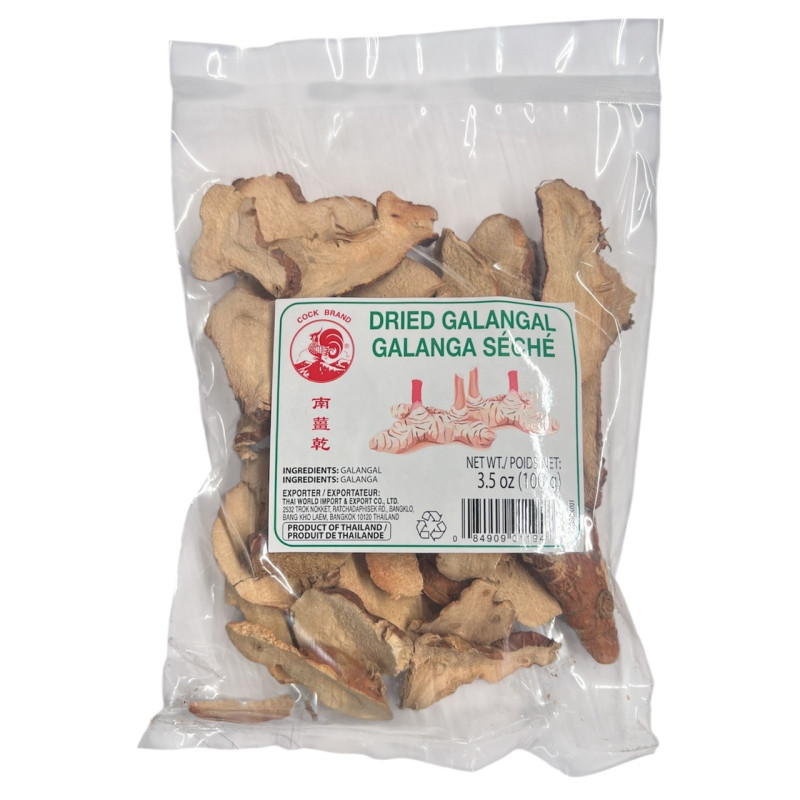 "COCK Brand" DRIED GALANGAL (100 g) - "ตราไก่" ข่าแห้ง