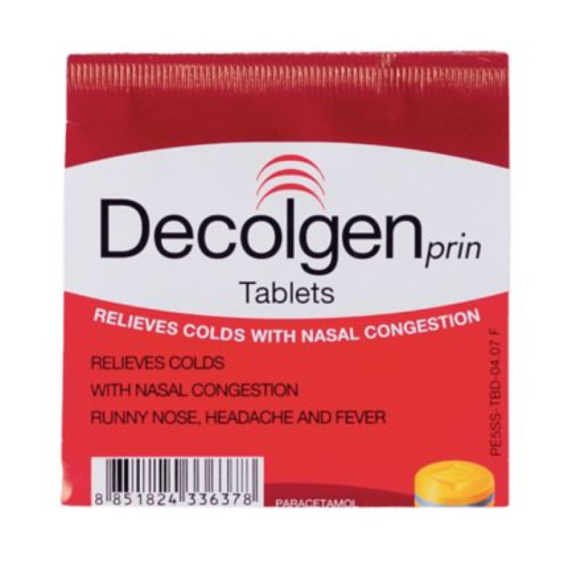 "DECOLGEN"  Tablets Common Cold Fever Headache Relief (4 Tablets) - ดีคอลเจน