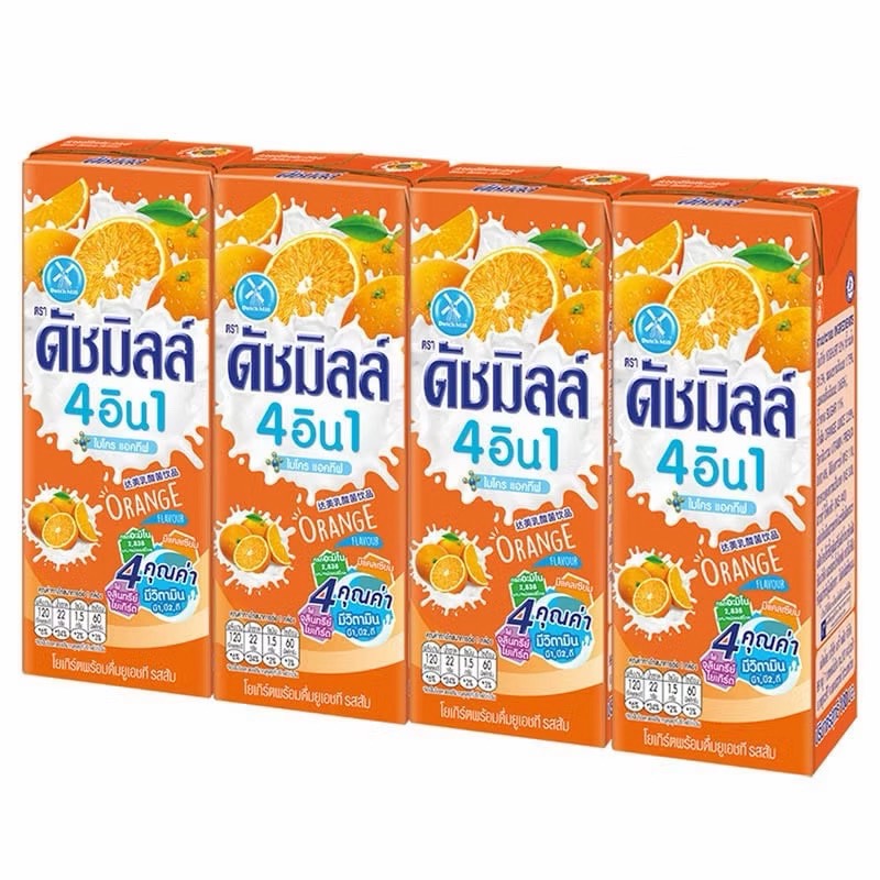 "DUTCH MILL" 4 in 1 Orange Flavour (180 ml. x4) - "ดัชมิลล์" 4 อิน 1 รสส้ม "DUTCH MILL" 4 in 1 Orange Flavour (180 ml. x4) - "ดัชมิลล์" 4 อิน 1 รสส้ม