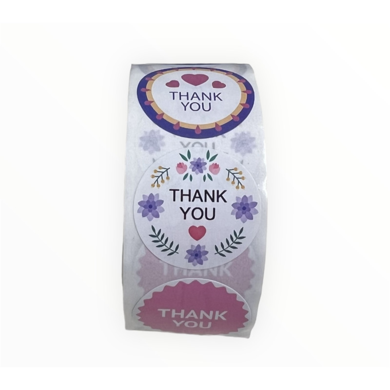 "เบเกอรี่" สติ๊กเกอร์ Thank You  ขนาด 2.5 cm  (500 ชิ้น) - Thank You Stickers