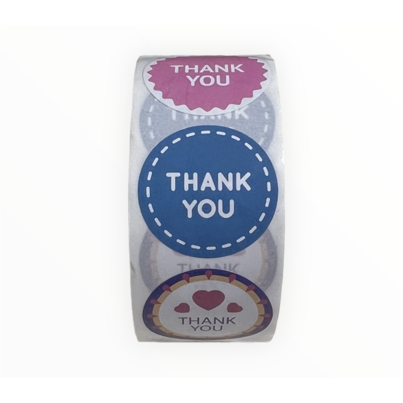 "เบเกอรี่" สติ๊กเกอร์ Thank You  ขนาด 2.5 cm  (500 ชิ้น) - Thank You Stickers