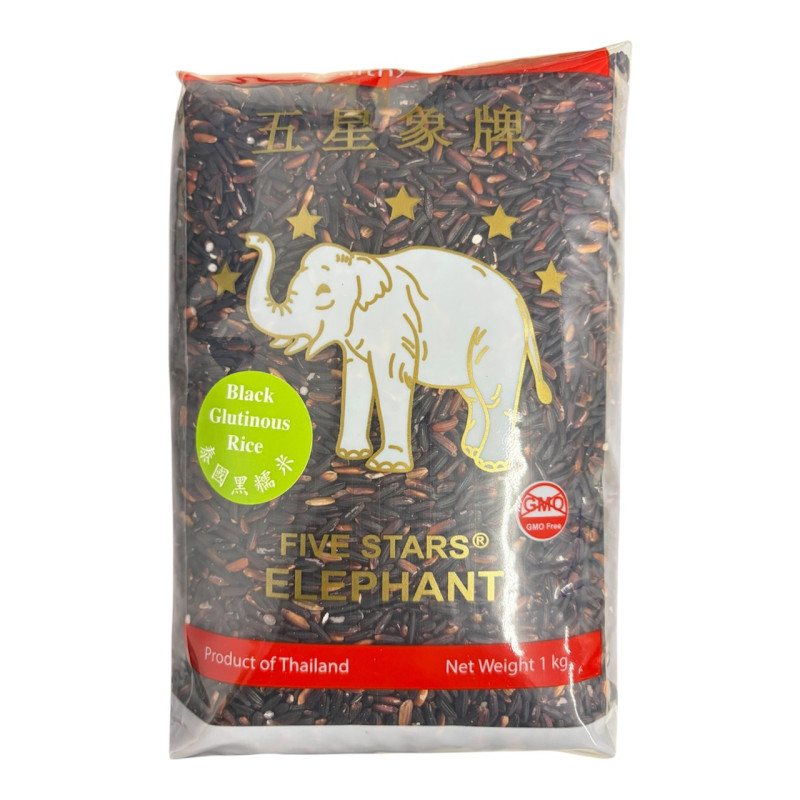 "Five Stars" Black Glutinous Rice (1 kg) - "ช้างห้าดาว" ข้าวเหนียวดำ "Five Stars" Black Glutinous Rice (1 kg) - "ช้างห้าดาว" ข้าวเหนียวดำ