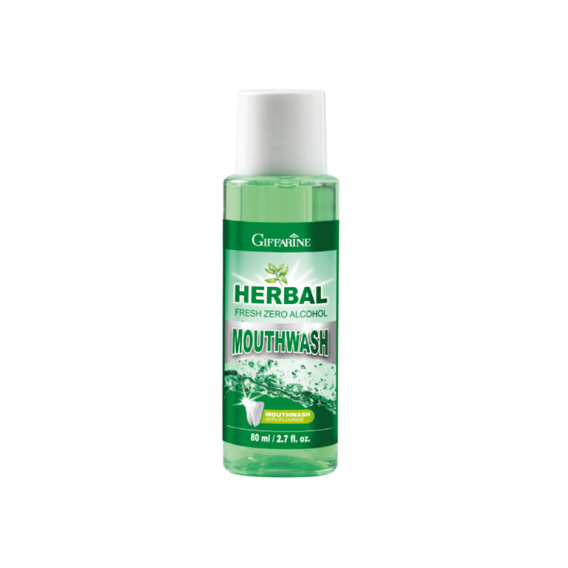 "Giffarine" Herbal Fresh Zero Alcohol Mouthwash (80 ml.) - "กิฟฟารีน" น้ำยาบ้วนปาก เฮอร์เบิล เฟรช ซีโร่ สูตรอ่อนโยน แอลกอฮอล์ 0% 