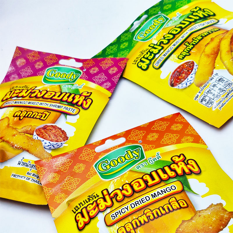 "GOODY" Spicy Dried Mango, Sweet Fish Sauce and Shrimp Paste ( mixed 6 bags)  incl Shipping