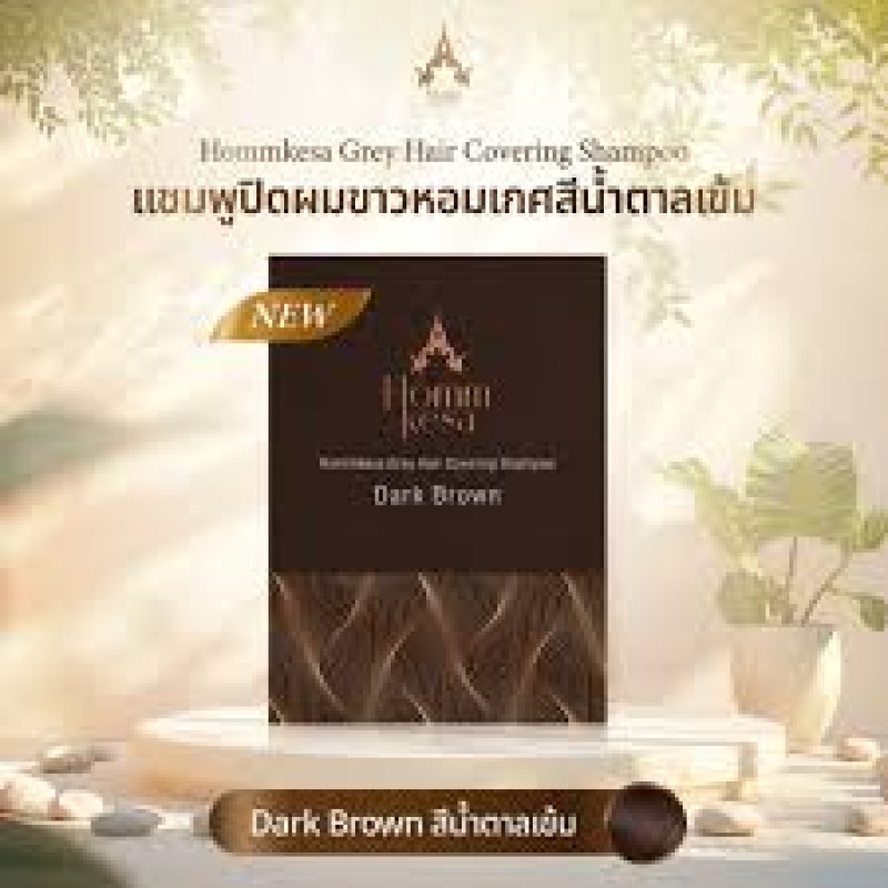 "HOMMKESA" Grey Hair Covering Shampoo "DARK BROWN" (30 ml.) - สีน้ำตาลเข้ม