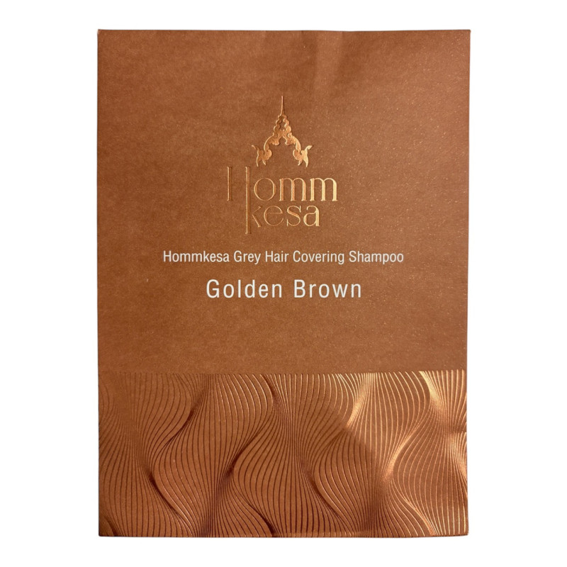 "HOMMKESA" Grey Hair Covering Shampoo "GOLDEN BROWN" (30 ml.) - "หอมเกศ" สีน้ำตาลทอง