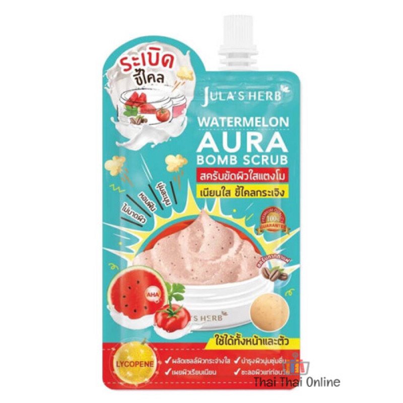 "JULA's HERB" Watermelon AURA BOMB SCRUB (40 grams/Sachet) - จุฬาเฮิร์บ สครับ (EXP 01/04/25)