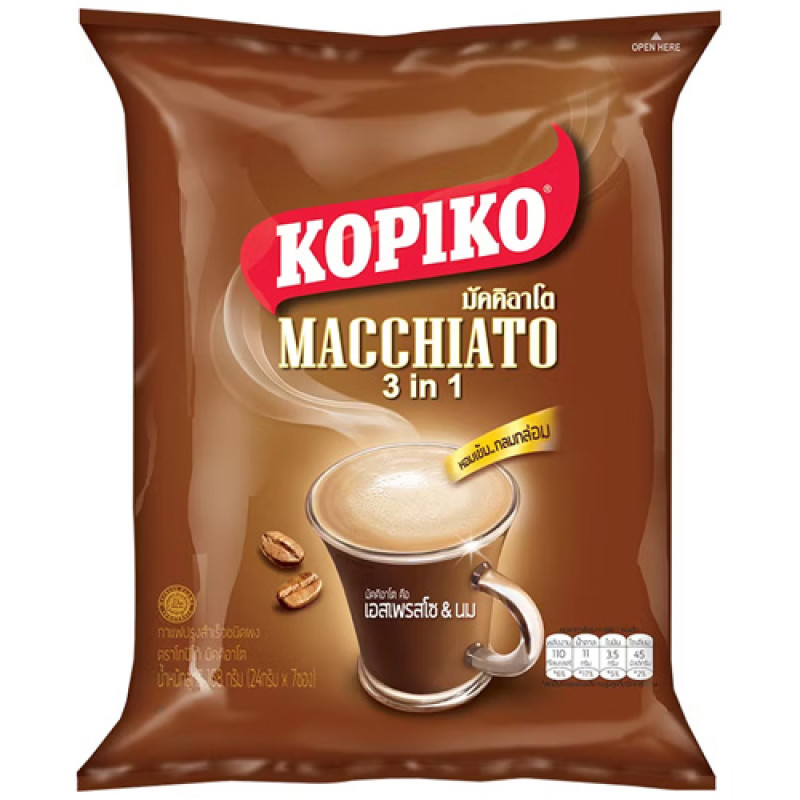 "KOPIKO" Macchiato Instant Coffee Powder (Pack of 24 g x 20 sachets) - กาแฟ