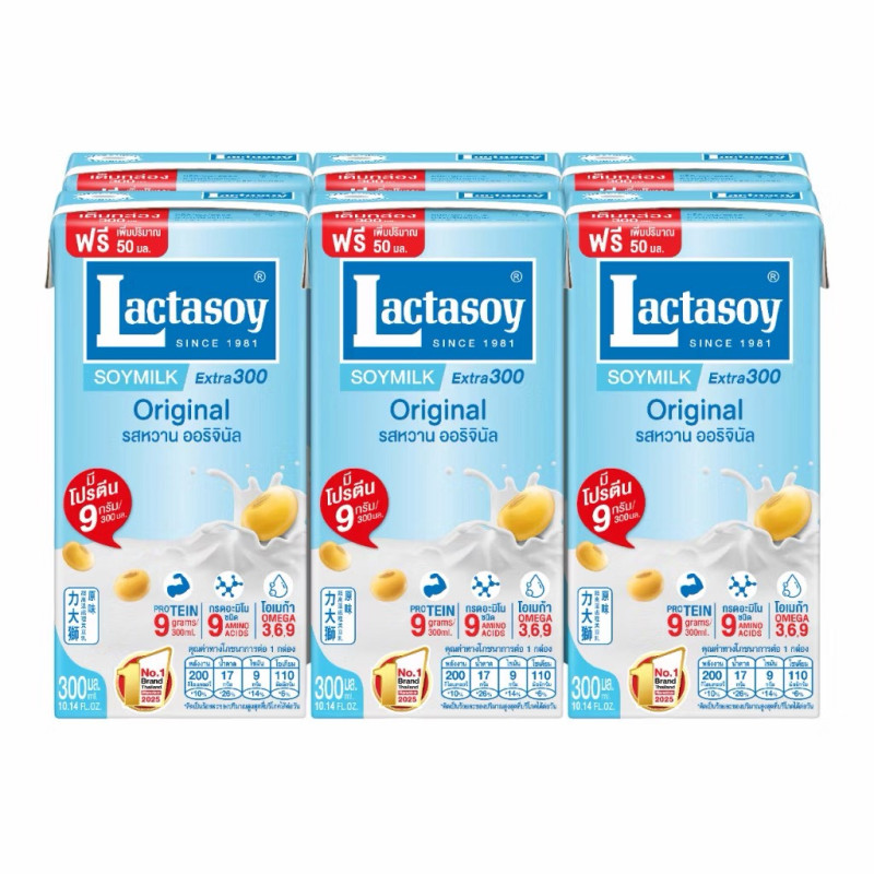 "LACTASOY" Original Flavor Soymilk (6 x 300 ml.) - "แลคตาซอย" นมถั่วเหลือง ยูเอชที รสหวาน