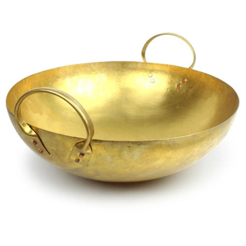 "KITCHEN" Brass Wok  size #12 ( 25 x 10 cm) -กระทะทองเหลือง 