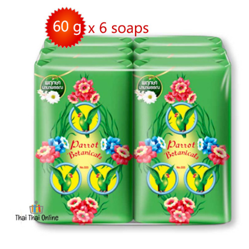 "PARROT" Botanicals Soap ORIGINAL - Green (60 g x 6 soaps) - สบู่ นกแก้ว