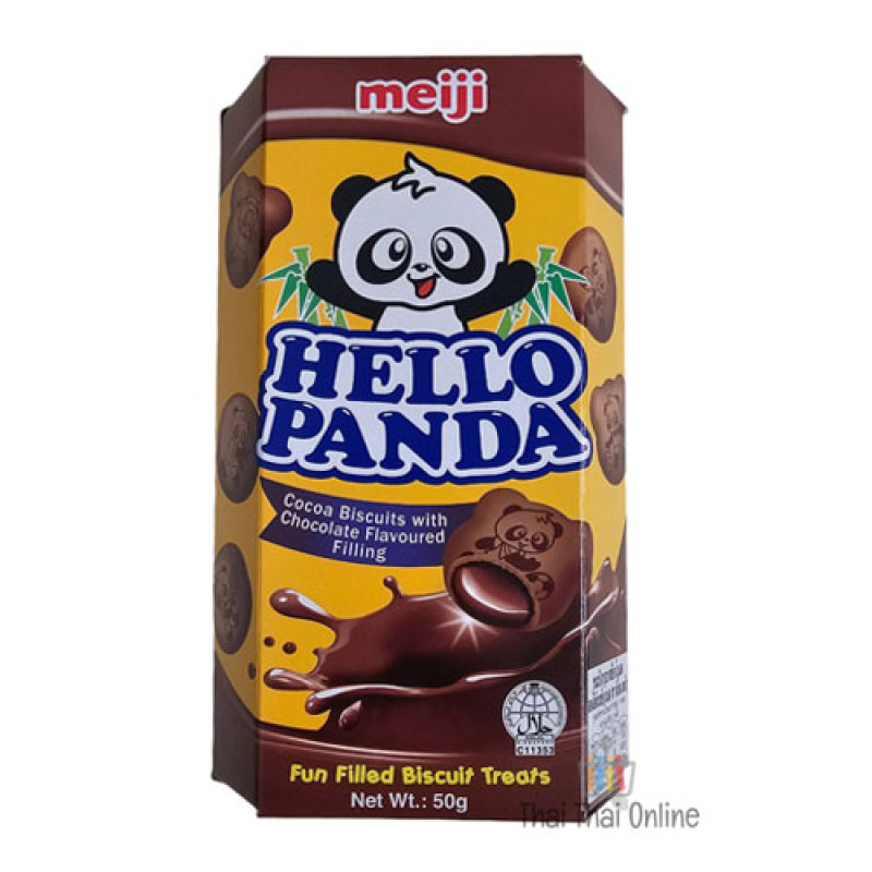 "เมจิ ฮัลโล แพนด้า" ขนมปังกรอบสอดไส้ครีม รสโกโก้ (50 กรัม) - Hello Panda