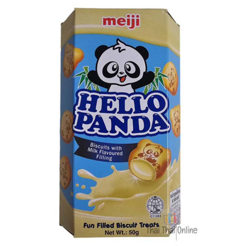 "เมจิ ฮัลโล แพนด้า" ขนมปังกรอบสอดไส้ครีม รสนม (50 กรัม) - Hello Panda