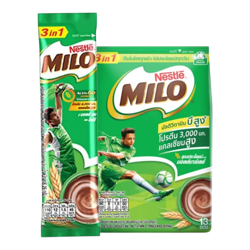"MILO" Activ-Go 3in1 Chocolate Malt Mixed Beverage Powder (23 grams x 13 sachet ) - "ไมโล" 3 อิน 1