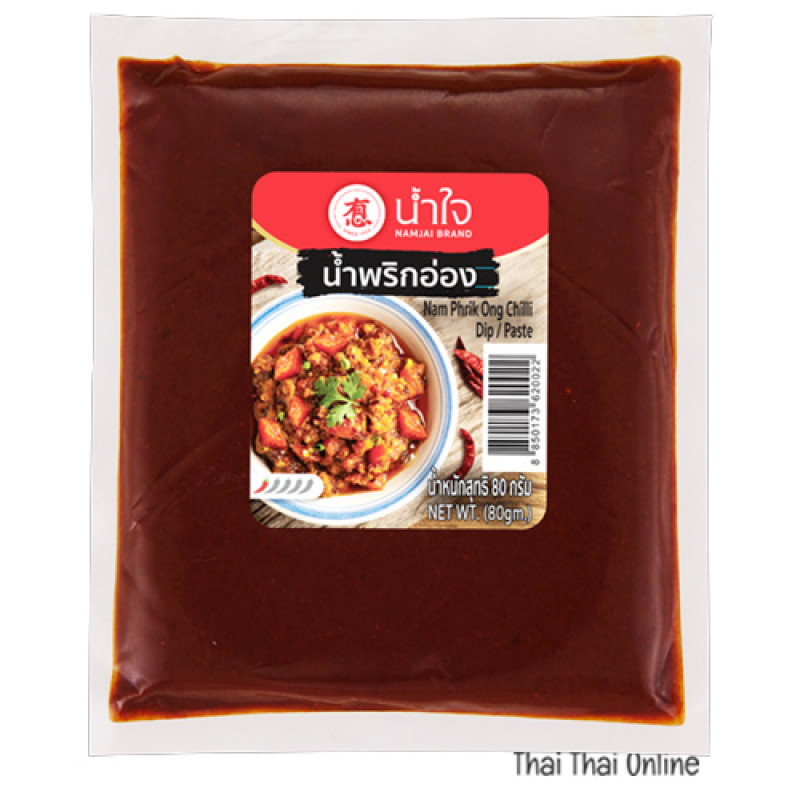 "NAM JAI" Nam Phrik Ong Curry Paste (100 grams) - น้ำพริกอ่อง "NAM JAI" Nam Phrik Ong Curry Paste (100 grams) - น้ำพริกอ่อง
