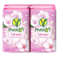 "PARROT" Botanicals Soap WHITE SAKURA - Pink (105 g x 4 soaps) - สบู่ นกแก้ว