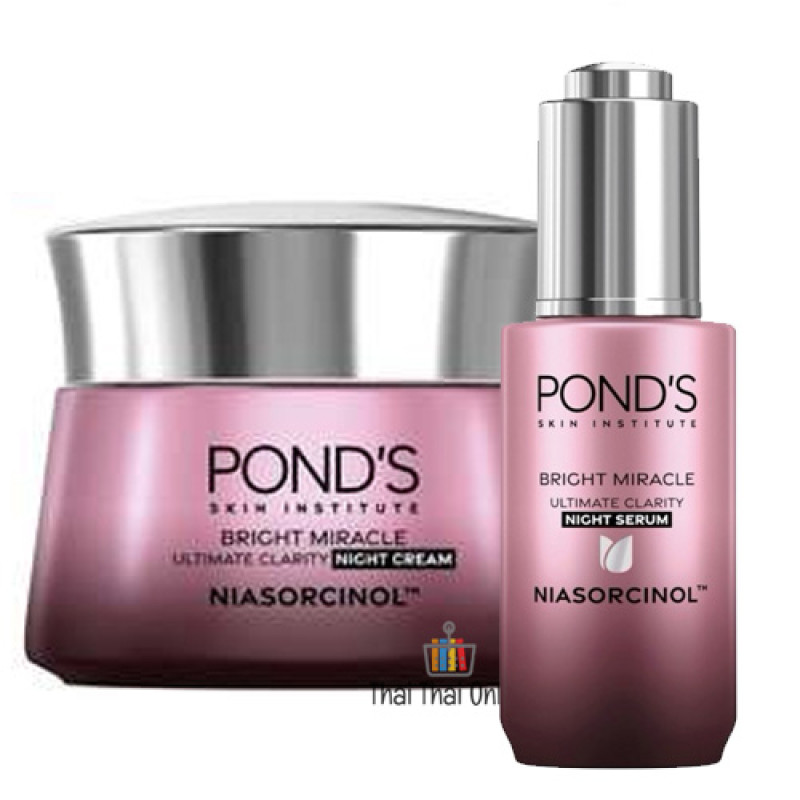 "POND's"Bright Miracle Ultimate Clarity  NIGHT CREAM 45 g. + SERUM 30 ml. (1 set) - พอนด์ส