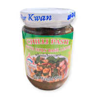 "Por Kwan" Chilli Paste With Holy Basil Leaves Paste (200 grams) - พริกผัดใบกะเพรา