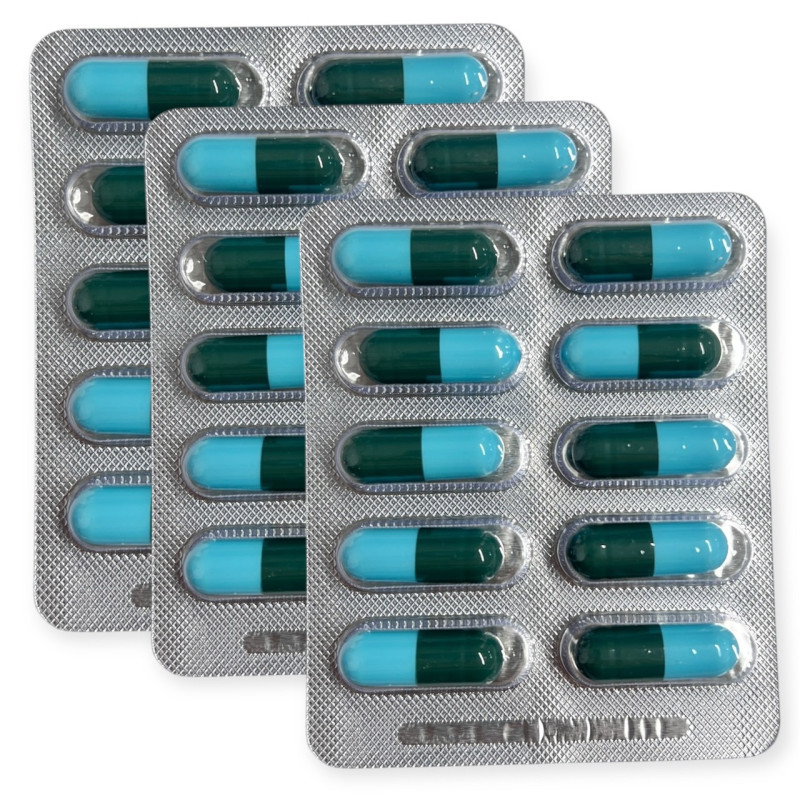 "MOXICAP" Green-Blue 500 Causules (3*10 caps) Free Shipping