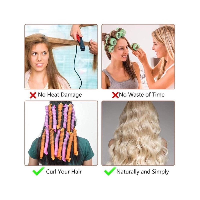 "NO BRAND" 50 cm Heatless Curlers (15 pc) - ม้วนผม