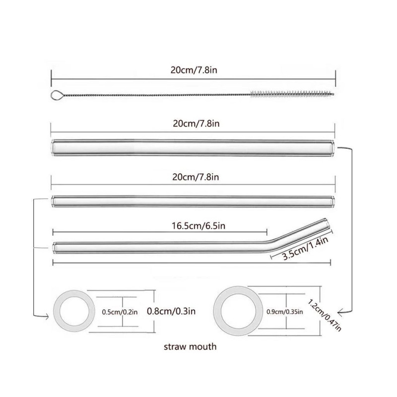 "No Brand" Glass Straw Set (1 set 4 pcs) - หลอดแก้ว