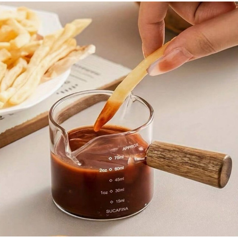 "No Brand" Measuring Cup Wooden Handle (75 mL) - ถ้วยตวง