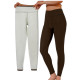 "NO BRAND" Cozy Fleece-Lined Thermal Leggings (Brown) -  เลกกิ้งกันหนาว ด้านในบุขนกำมะหยี่