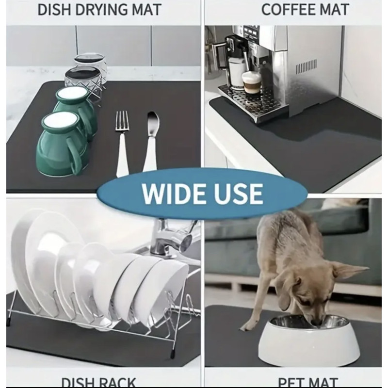 "No Brand" Multipurpose, Fast Drying Mat (1PC / Grey 20x30 cm ) - แผ่นซับน้ำ