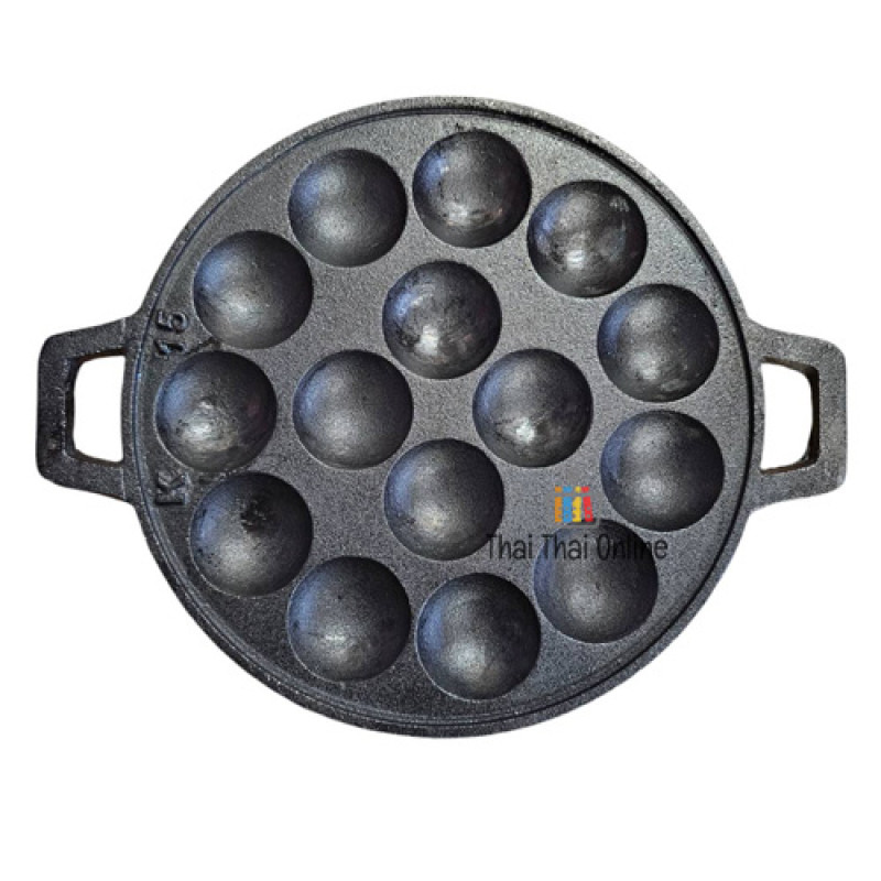 "BE CHEF" Khanom Krok Burned Iron Pan + Lid (15 holes) - ขนมครก