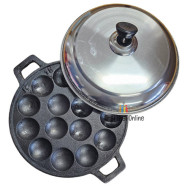 "BE CHEF" Khanom Krok Burned Iron Pan + Lid (15 holes) - ขนมครก