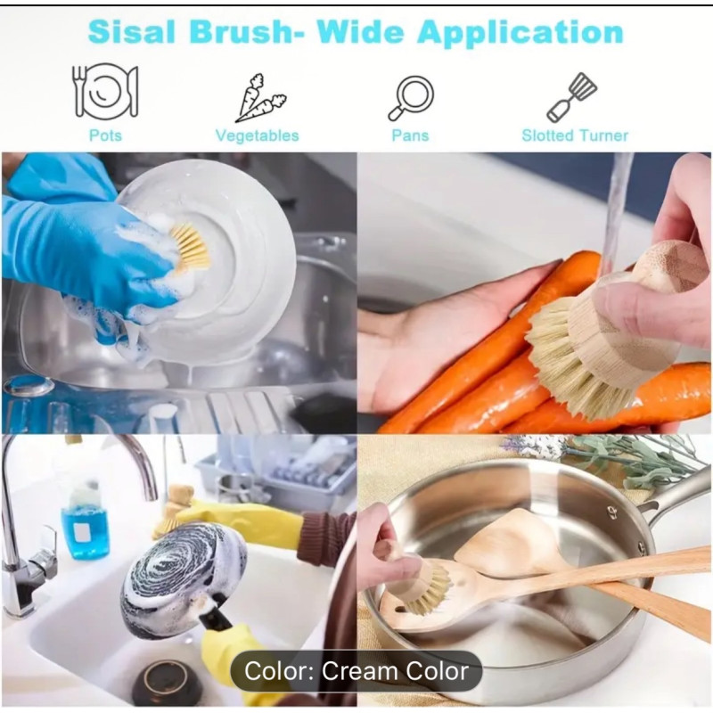 Bamboo Dish Brush, Washing  Kitchen Brush - แปรงไม้ไผ่เอนกประสงค์ สำหรับขัดทำความสะอาด