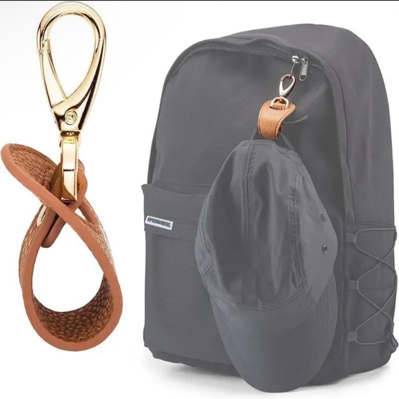 "NO BRAND" Travel Leather Hat Clip Suitable for Suitcases, Backpacks, School Bags (1 pc) - คลิปหนังหนีบกระเป๋า อเนกประสงค์ สำหรับนักเดินทาง