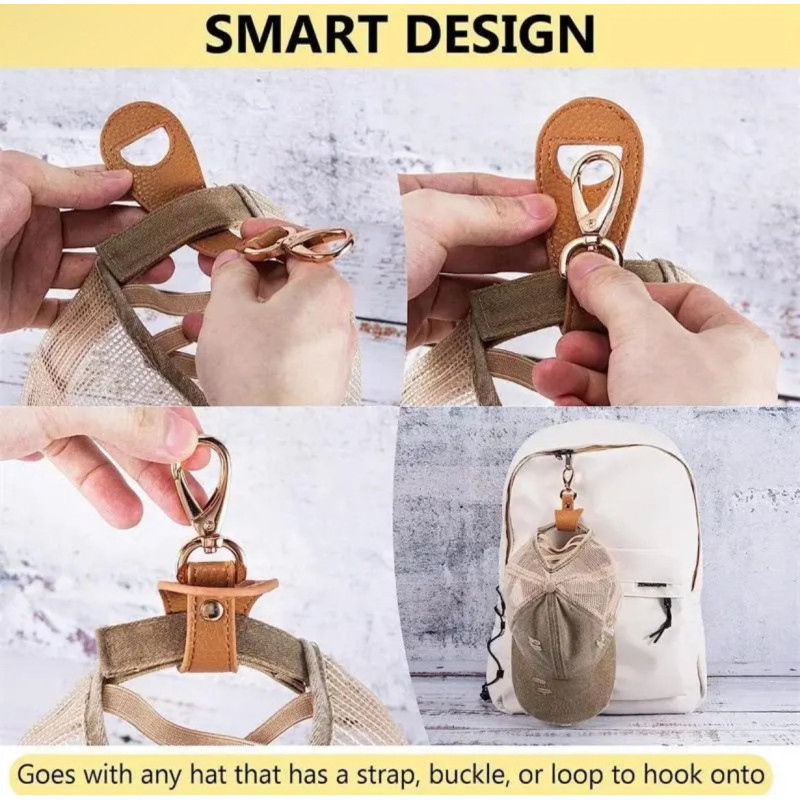 "NO BRAND" Travel Leather Hat Clip Suitable for Suitcases, Backpacks, School Bags (1 pc) - คลิปหนังหนีบกระเป๋า อเนกประสงค์ สำหรับนักเดินทาง
