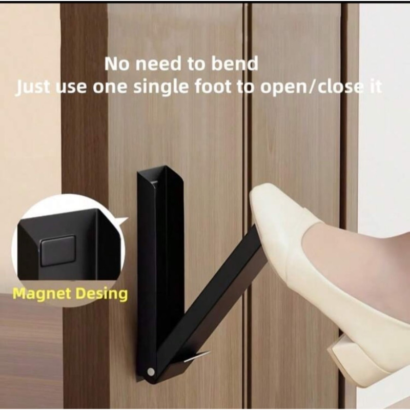 "NO BRAND" Stainless Steel Folding Door Stopper - Black (1 pc) - ที่คั่นประตู