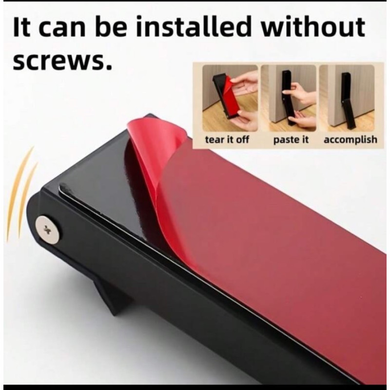 "NO BRAND" Stainless Steel Folding Door Stopper - Black (1 pc) - ที่คั่นประตู