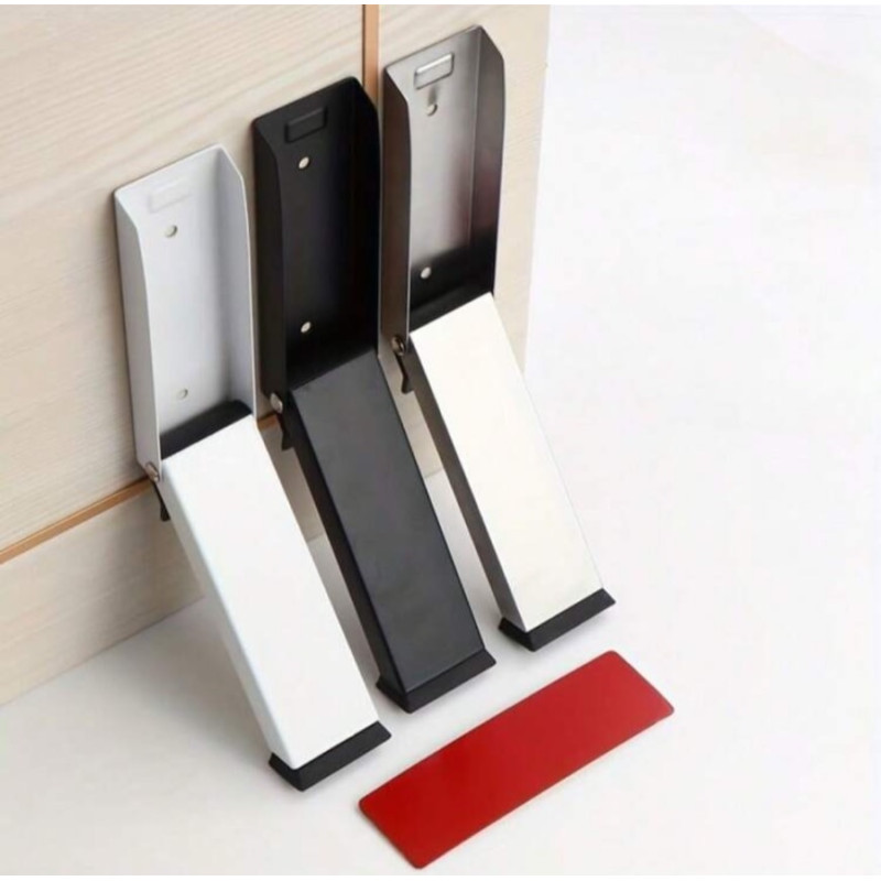"NO BRAND" Stainless Steel Folding Door Stopper - Black (1 pc) - ที่คั่นประตู