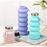 "NO BRAND" Travel Water Bottle - Pink (1 pc) - ขวดน้ำพับได้