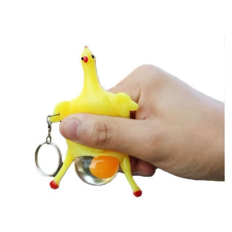 "NO BRAND" Hilarious Prank Chick Keychain, Fun Squeeze Egg Chickens (1 pc) - พวงกุญแจไก่ฟักไข่ 