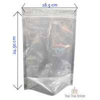 "NO BRAND Food Bag Silver + Clear size16*24 cm. (1 set 50 pcs) - ถุงใส่ขนม "NO BRAND Food Bag Silver + Clear size16*24 cm. (1 set 50 pcs) - ถุงใส่ขนม