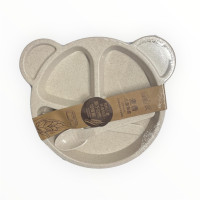 "Household" Baby Wheat Fibre Plates for Kids 3 pc Set - with Spoon, Fork (1 SET) - จานข้าวเด็ก "Household" Baby Wheat Fibre Plates for Kids 3 pc Set - with Spoon, Fork (1 SET) - จานข้าวเด็ก