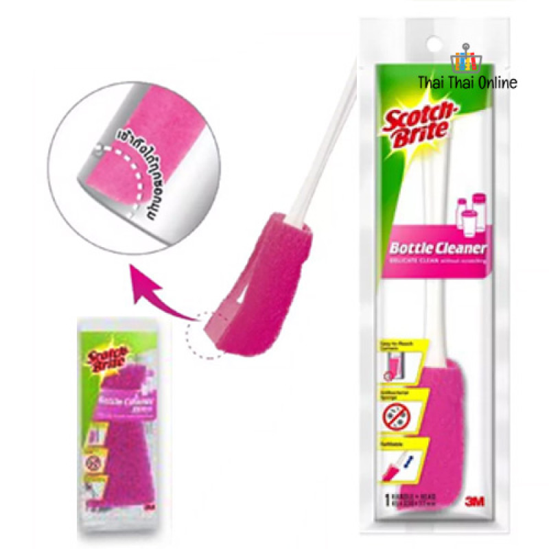 "Scotch-Brite®" Bottle Cleaner (Handle +Head) 1 Set + 1 extra Head