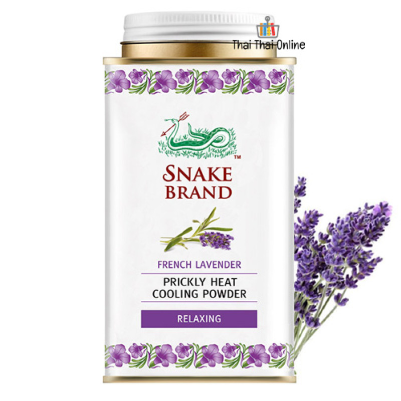 "SNAKE BRAND" Prickly Heat Cooling Powder Relaxing French Lavender (140 grams) - แป้งตรางู