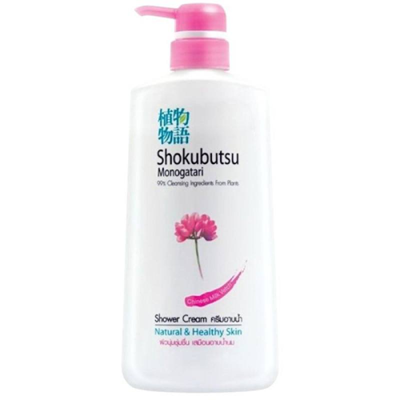 "SHOKUBUTSU Monogatari" Shower Cream CHINESS MILK VETCH Pink (Pump Bottle 400 ml) - "โชกุบุสซึ โมโนกาตาริ" ครีมอาบน้ำ